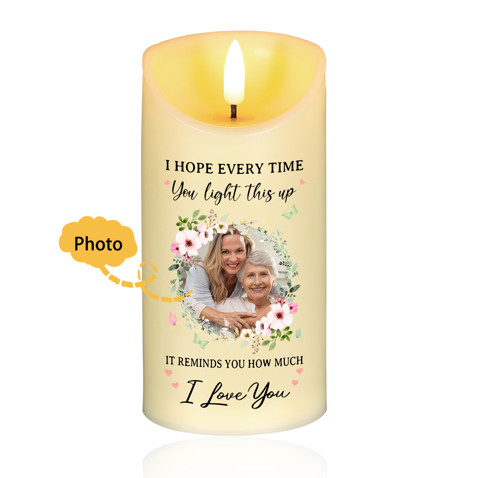 Personalized LED Candle Custom 1 Photo I Hope Every Time You Light This Up Gift for Grandparents | Jessemade
