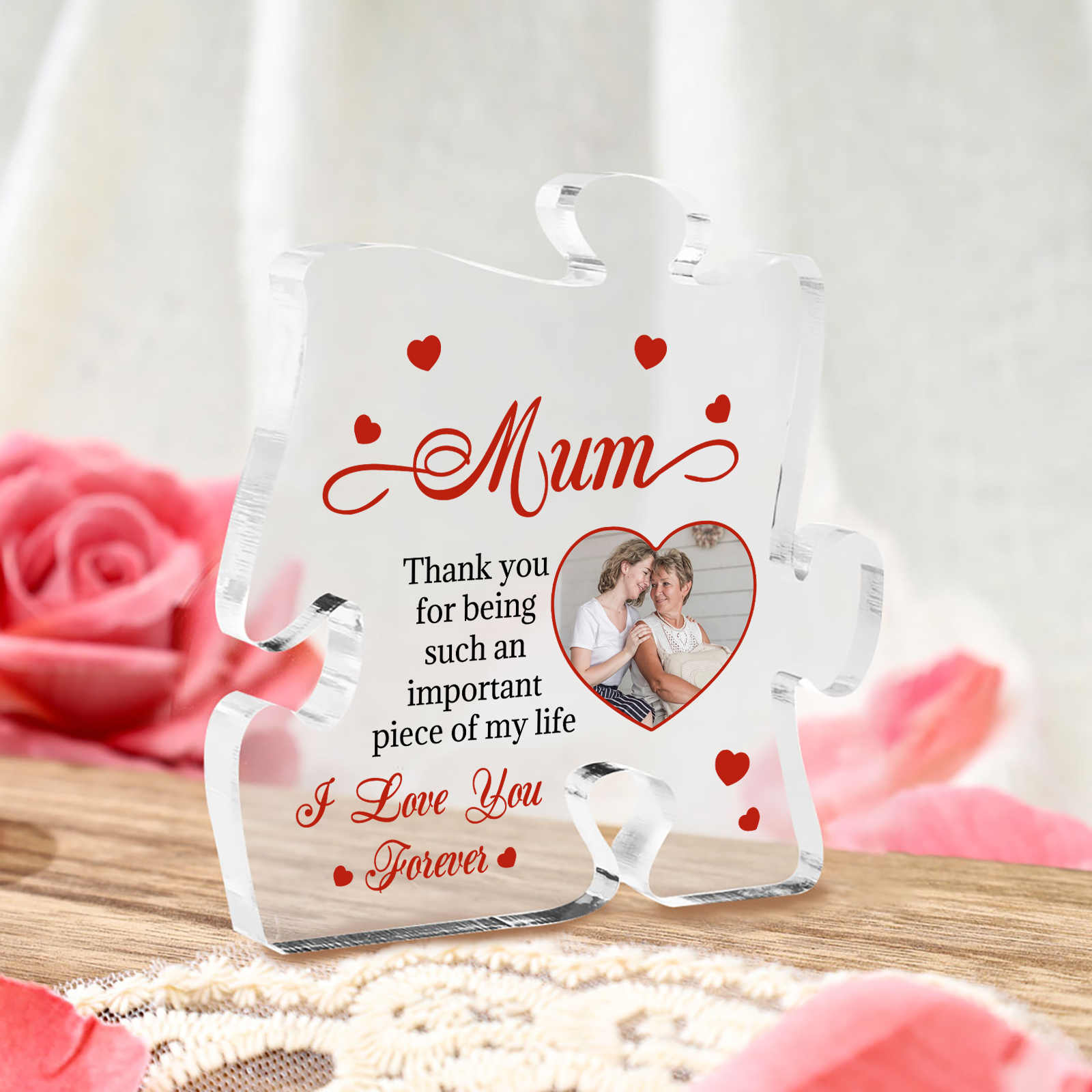 Personalized Puzzle Acrylic Plaque Thank You for Being Such an Important Piece of My Life Gift for Mom | Jessemade