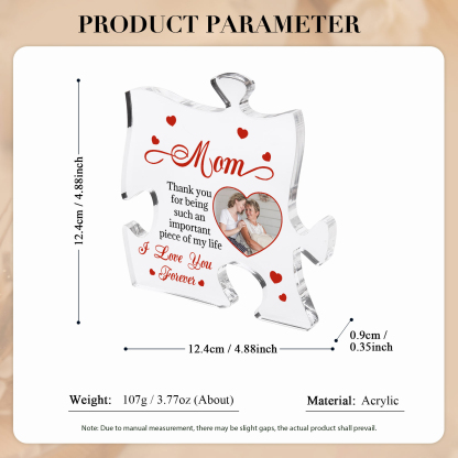 Personalized Puzzle Acrylic Plaque Thank You for Being Such an Important Piece of My Life Gift for Mom | Jessemade