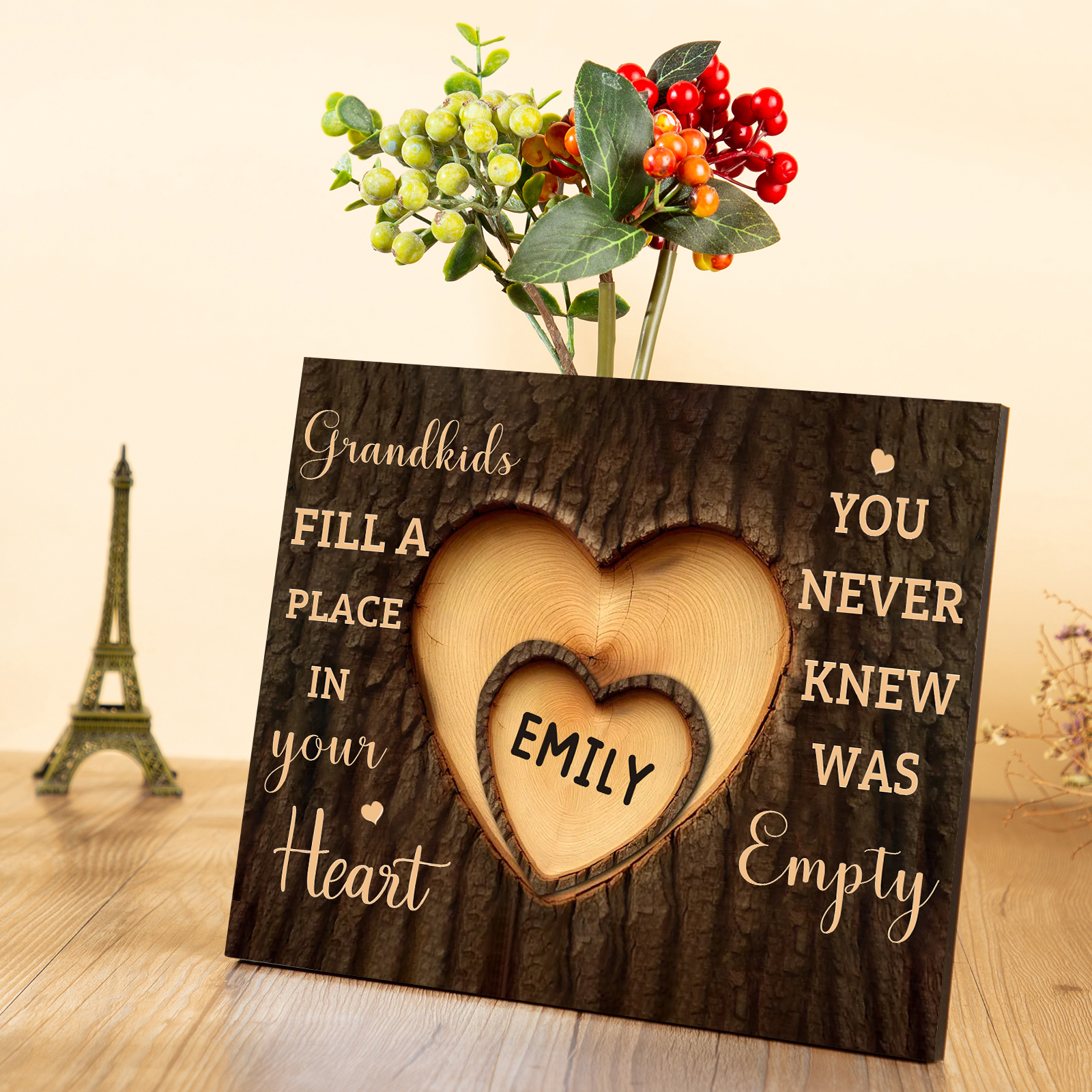 Personalized Wooden Plaque Grandkids Fill a Place in Your Heart Custom 1-7 Names Gift for Grandparents | Jessemade