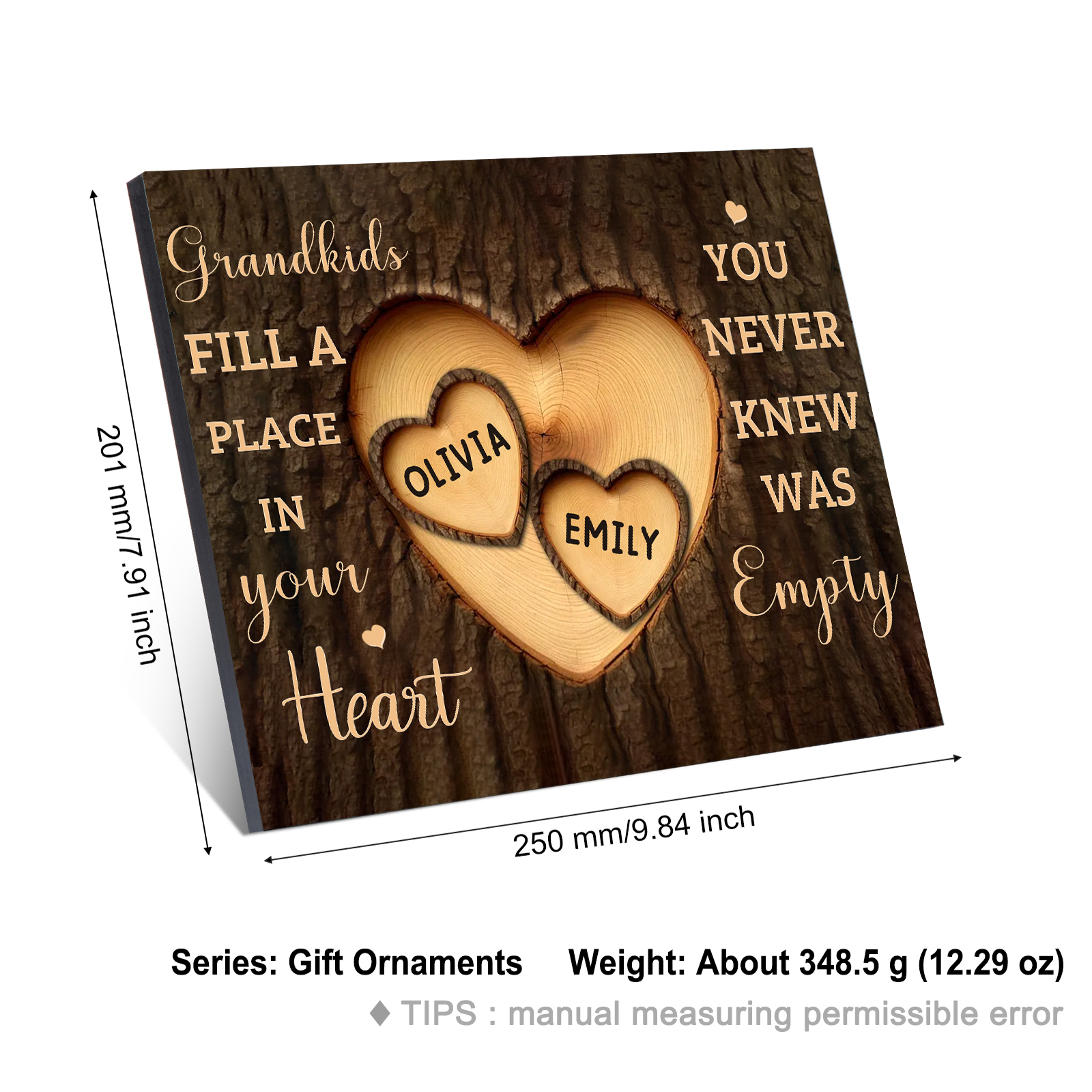 Personalized Wooden Plaque Grandkids Fill a Place in Your Heart Custom 1-7 Names Gift for Grandparents | Jessemade