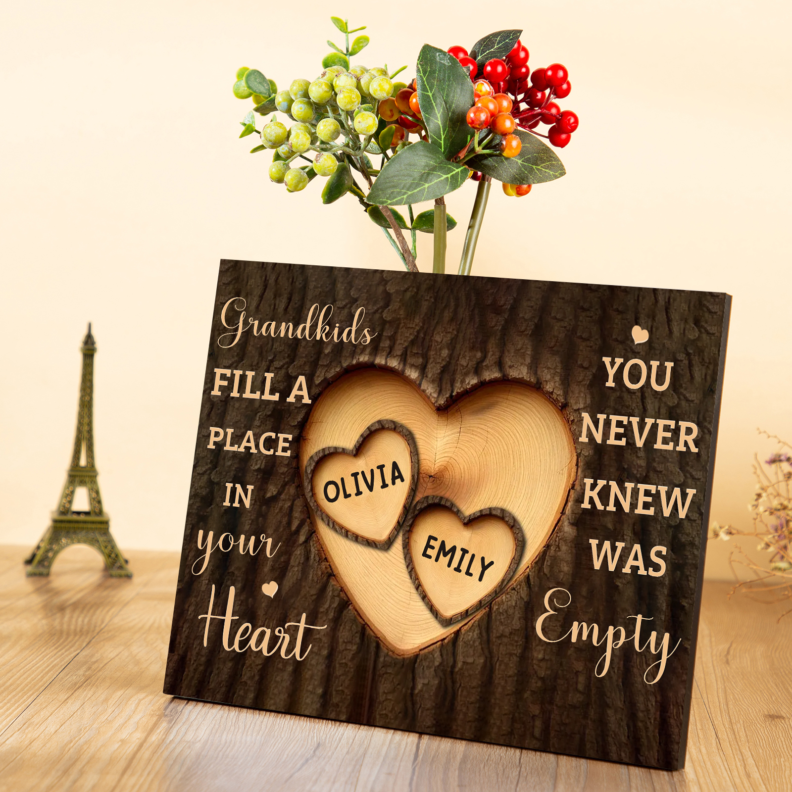 Personalized Wooden Plaque Grandkids Fill a Place in Your Heart Custom 1-7 Names Gift for Grandparents | Jessemade