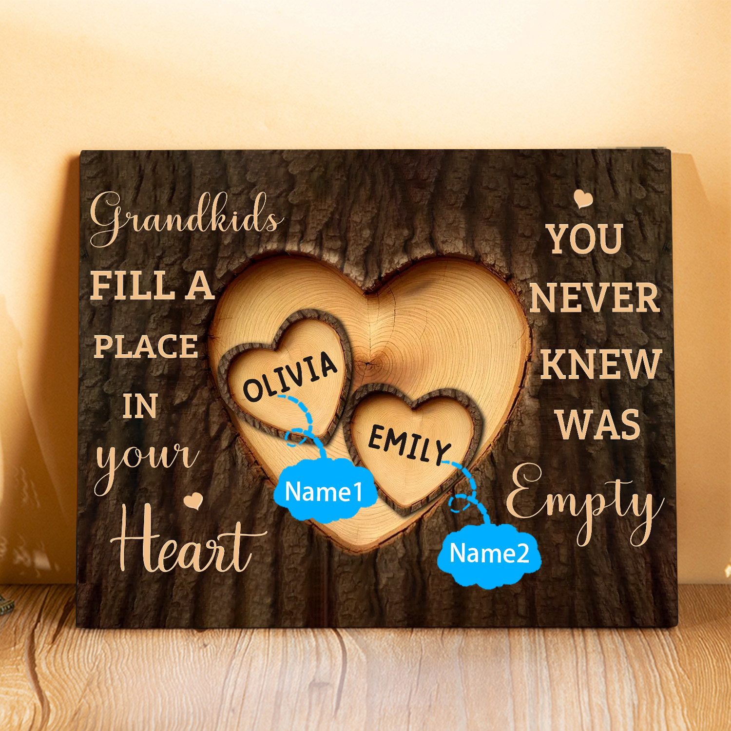 Personalized Wooden Plaque Grandkids Fill a Place in Your Heart Custom 1-7 Names Gift for Grandparents | Jessemade