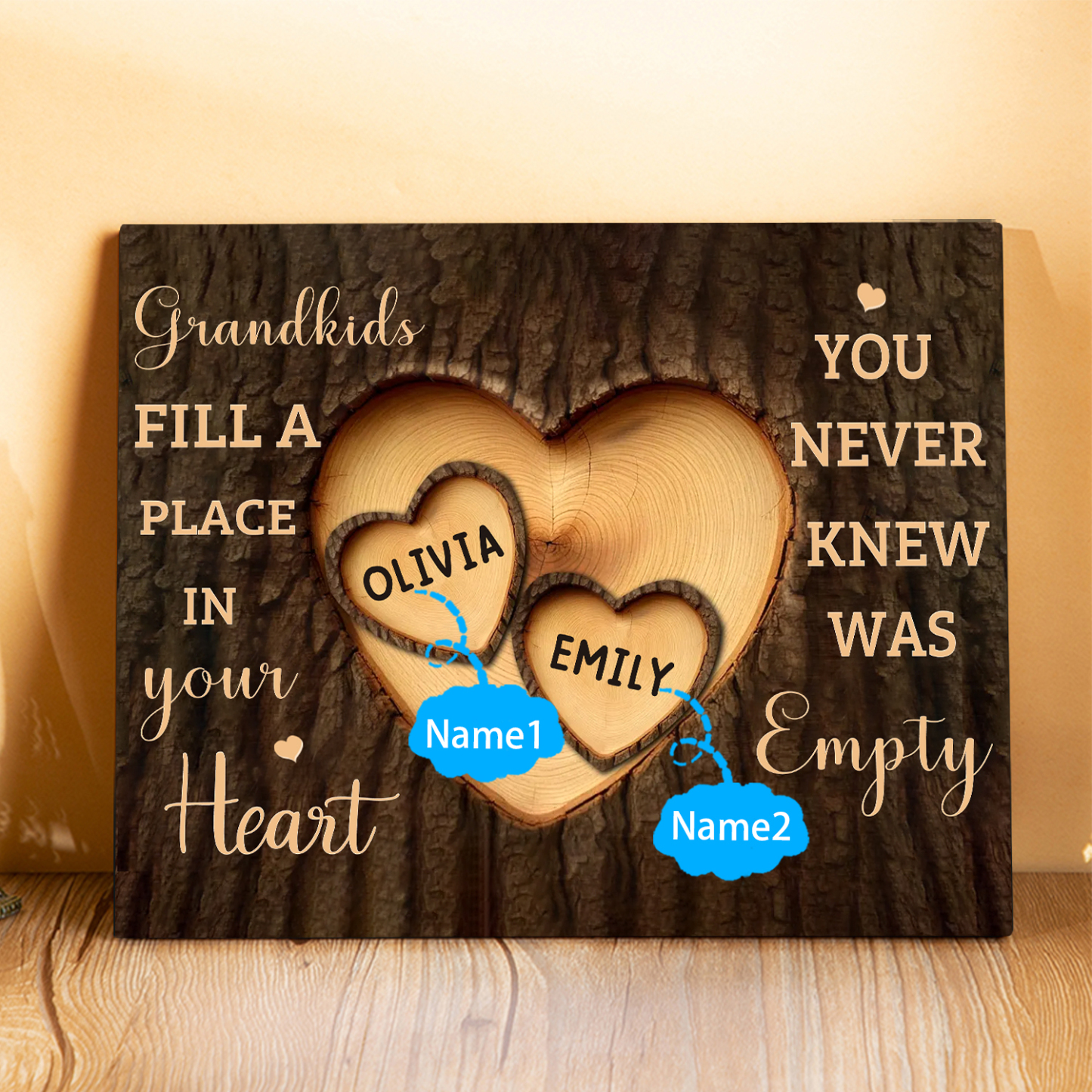 Personalized Wooden Plaque Grandkids Fill a Place in Your Heart Custom 1-7 Names Gift for Grandparents | Jessemade