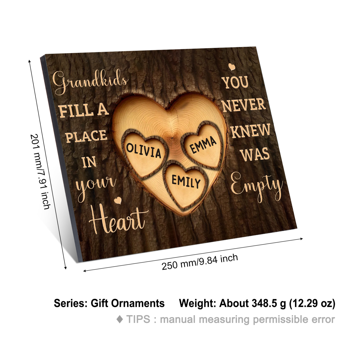 Personalized Wooden Plaque Grandkids Fill a Place in Your Heart Custom 1-7 Names Gift for Grandparents | Jessemade