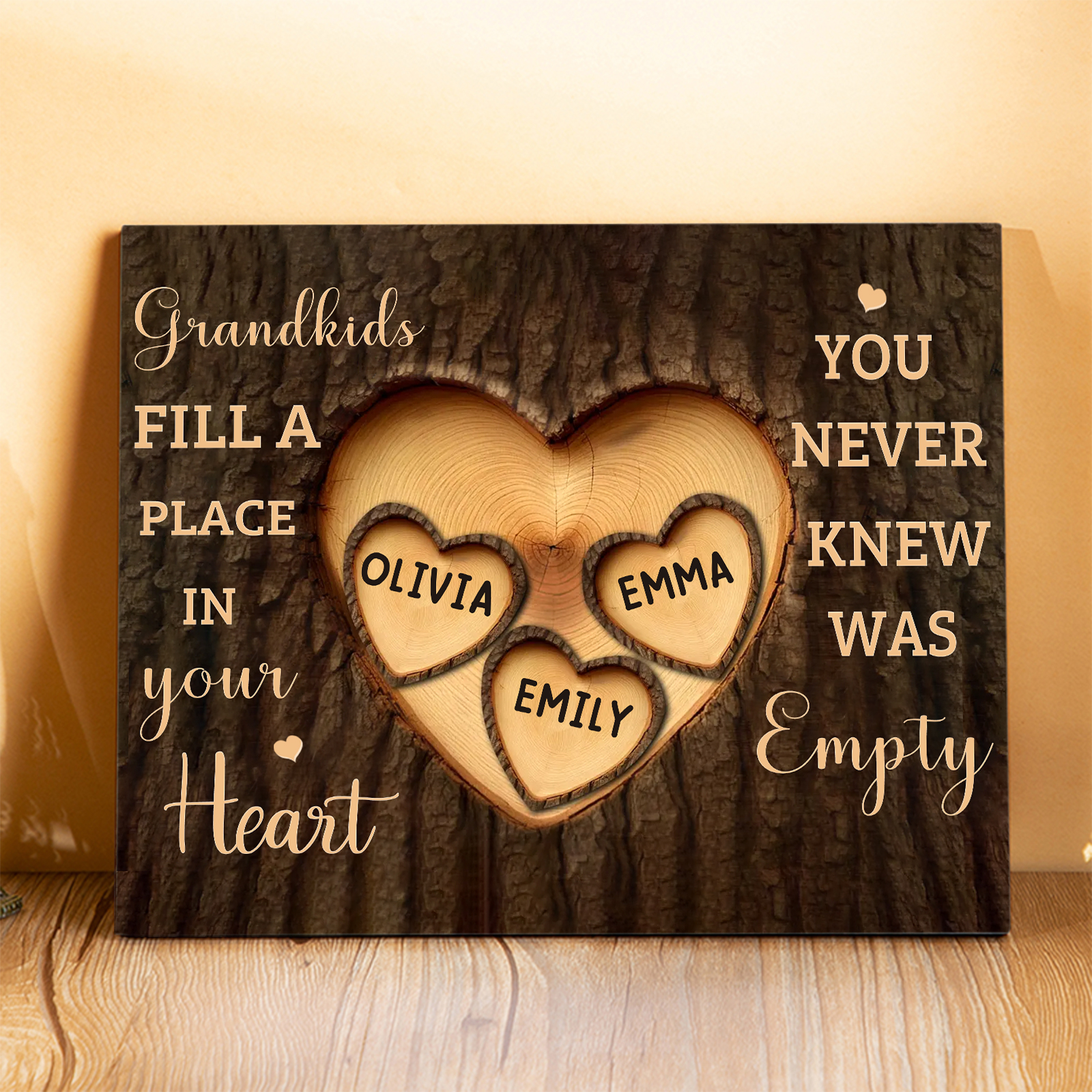 Personalized Wooden Plaque Grandkids Fill a Place in Your Heart Custom 1-7 Names Gift for Grandparents | Jessemade