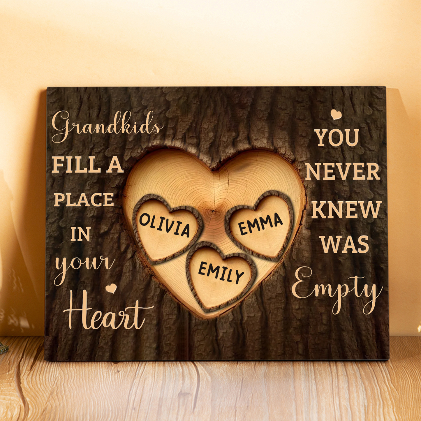 Personalized Wooden Plaque Grandkids Fill a Place in Your Heart Custom 1-7 Names Gift for Grandparents | Jessemade