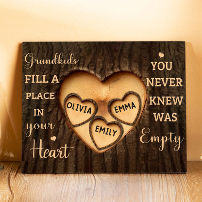 Personalized Wooden Plaque Grandkids Fill a Place in Your Heart Custom 1-7 Names Gift for Grandparents | Jessemade
