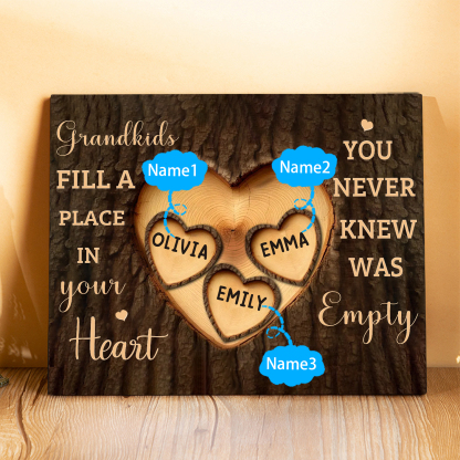 Personalized Wooden Plaque Grandkids Fill a Place in Your Heart Custom 1-7 Names Gift for Grandparents | Jessemade