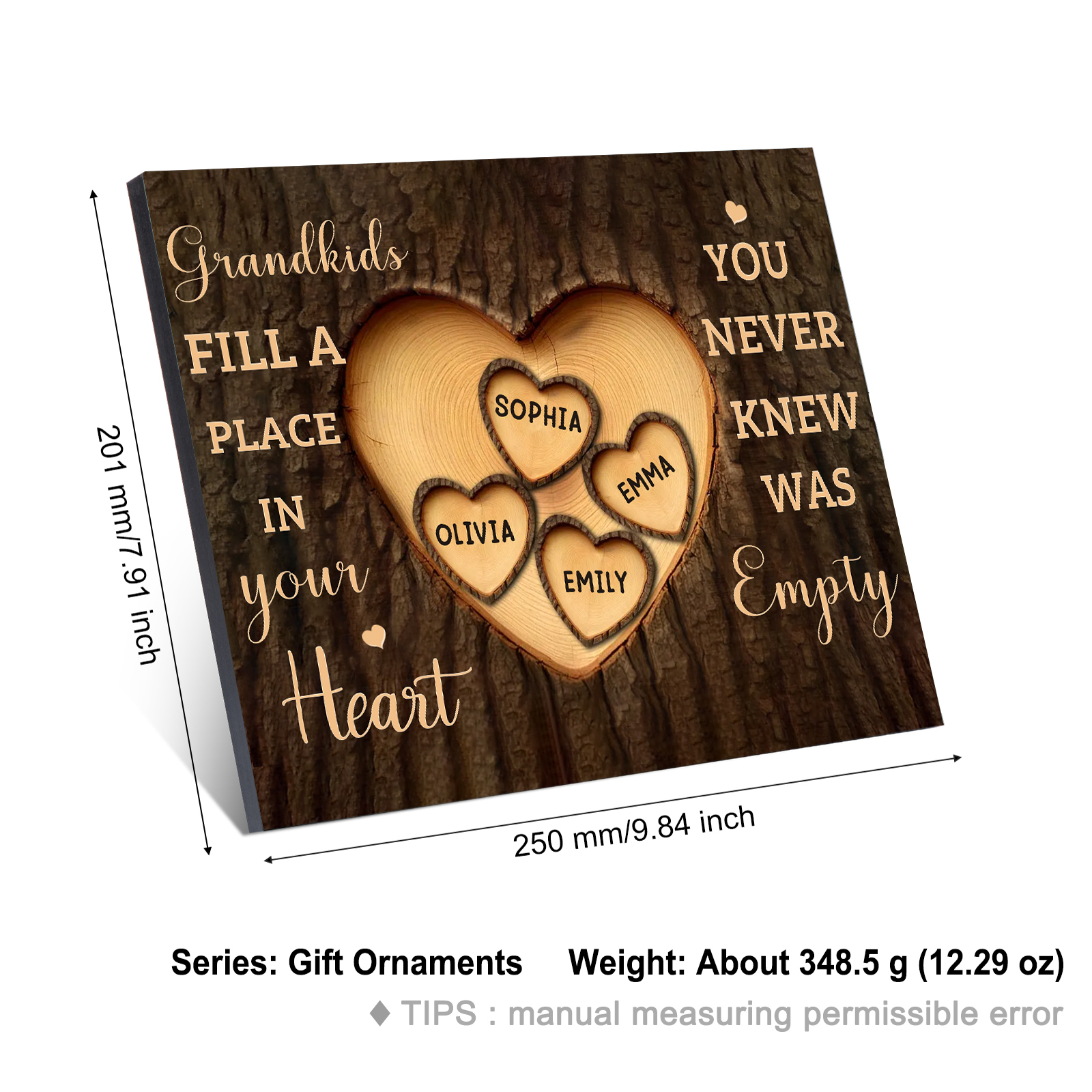 Personalized Wooden Plaque Grandkids Fill a Place in Your Heart Custom 1-7 Names Gift for Grandparents | Jessemade