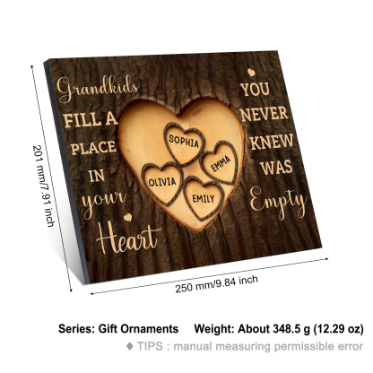 Personalized Wooden Plaque Grandkids Fill a Place in Your Heart Custom 1-7 Names Gift for Grandparents | Jessemade