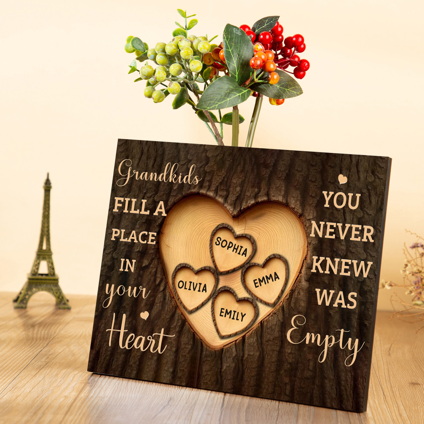 Personalized Wooden Plaque Grandkids Fill a Place in Your Heart Custom 1-7 Names Gift for Grandparents | Jessemade