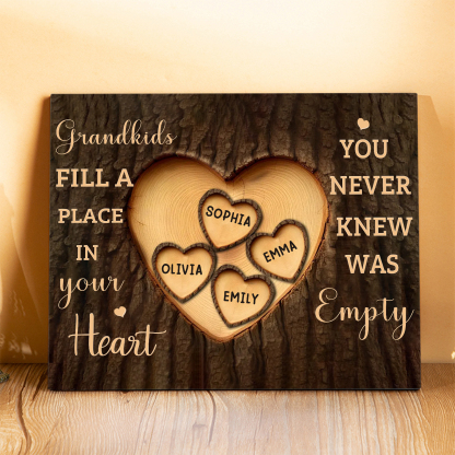 Personalized Wooden Plaque Grandkids Fill a Place in Your Heart Custom 1-7 Names Gift for Grandparents | Jessemade