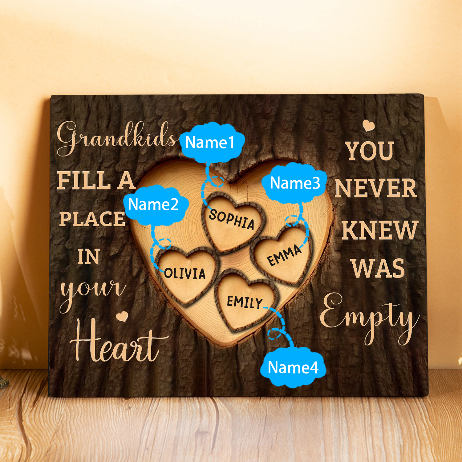 Personalized Wooden Plaque Grandkids Fill a Place in Your Heart Custom 1-7 Names Gift for Grandparents | Jessemade