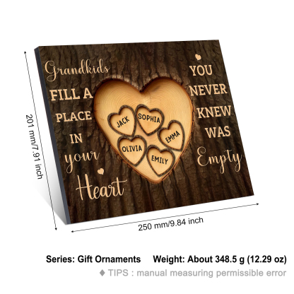 Personalized Wooden Plaque Grandkids Fill a Place in Your Heart Custom 1-7 Names Gift for Grandparents | Jessemade