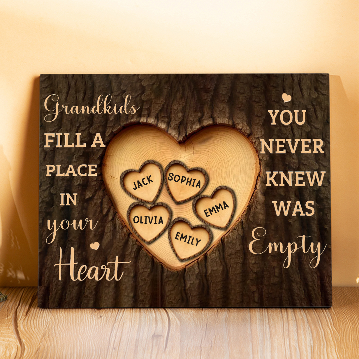Personalized Wooden Plaque Grandkids Fill a Place in Your Heart Custom 1-7 Names Gift for Grandparents | Jessemade
