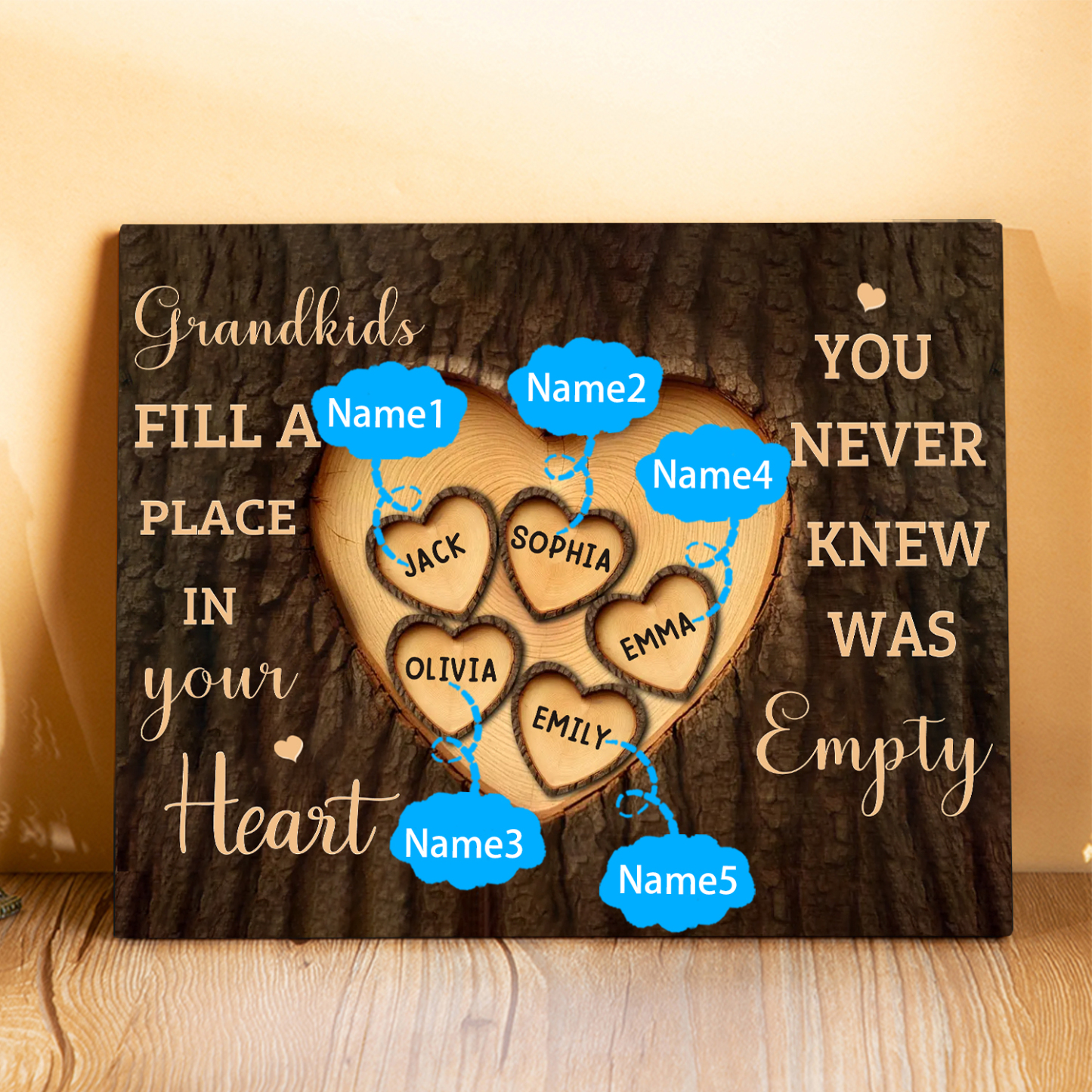 Personalized Wooden Plaque Grandkids Fill a Place in Your Heart Custom 1-7 Names Gift for Grandparents | Jessemade