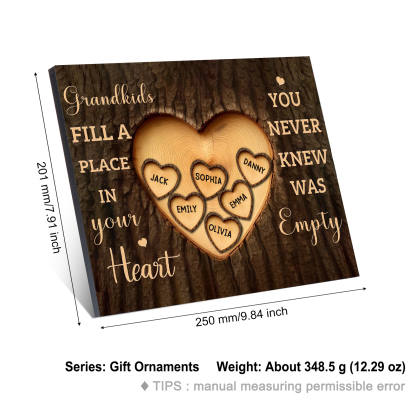 Personalized Wooden Plaque Grandkids Fill a Place in Your Heart Custom 1-7 Names Gift for Grandparents | Jessemade
