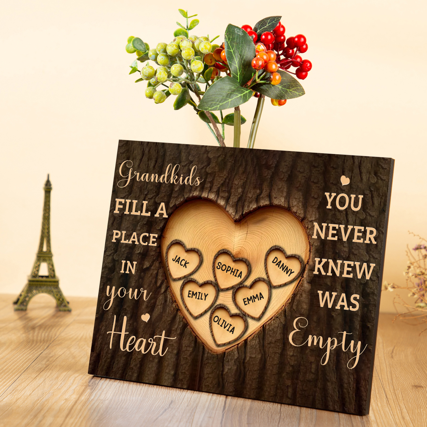 Personalized Wooden Plaque Grandkids Fill a Place in Your Heart Custom 1-7 Names Gift for Grandparents | Jessemade