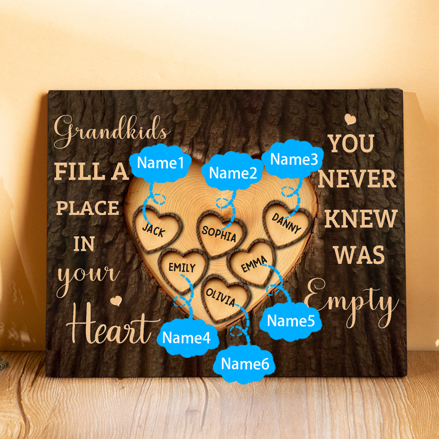 Personalized Wooden Plaque Grandkids Fill a Place in Your Heart Custom 1-7 Names Gift for Grandparents | Jessemade