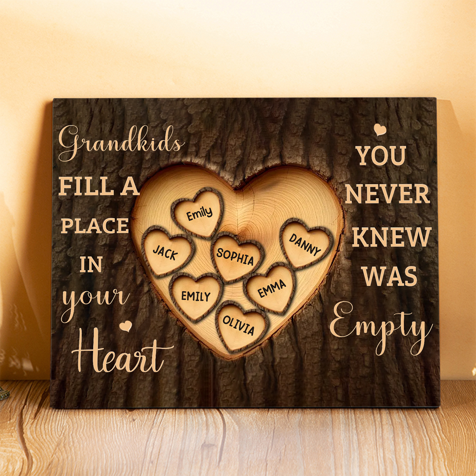 Personalized Wooden Plaque Grandkids Fill a Place in Your Heart Custom 1-7 Names Gift for Grandparents | Jessemade