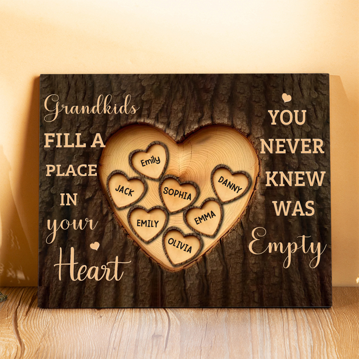 Personalized Wooden Plaque Grandkids Fill a Place in Your Heart Custom 1-7 Names Gift for Grandparents | Jessemade