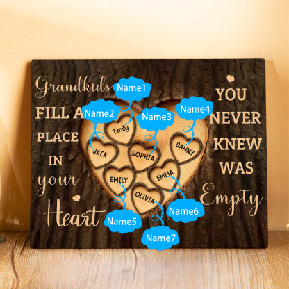 Personalized Wooden Plaque Grandkids Fill a Place in Your Heart Custom 1-7 Names Gift for Grandparents | Jessemade