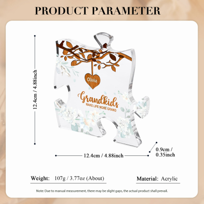 Personalized Puzzle Acrylic Plaque Custom 1-8 Names Grandkids Make Life More Grand Gift for Grandparents | Jessemade