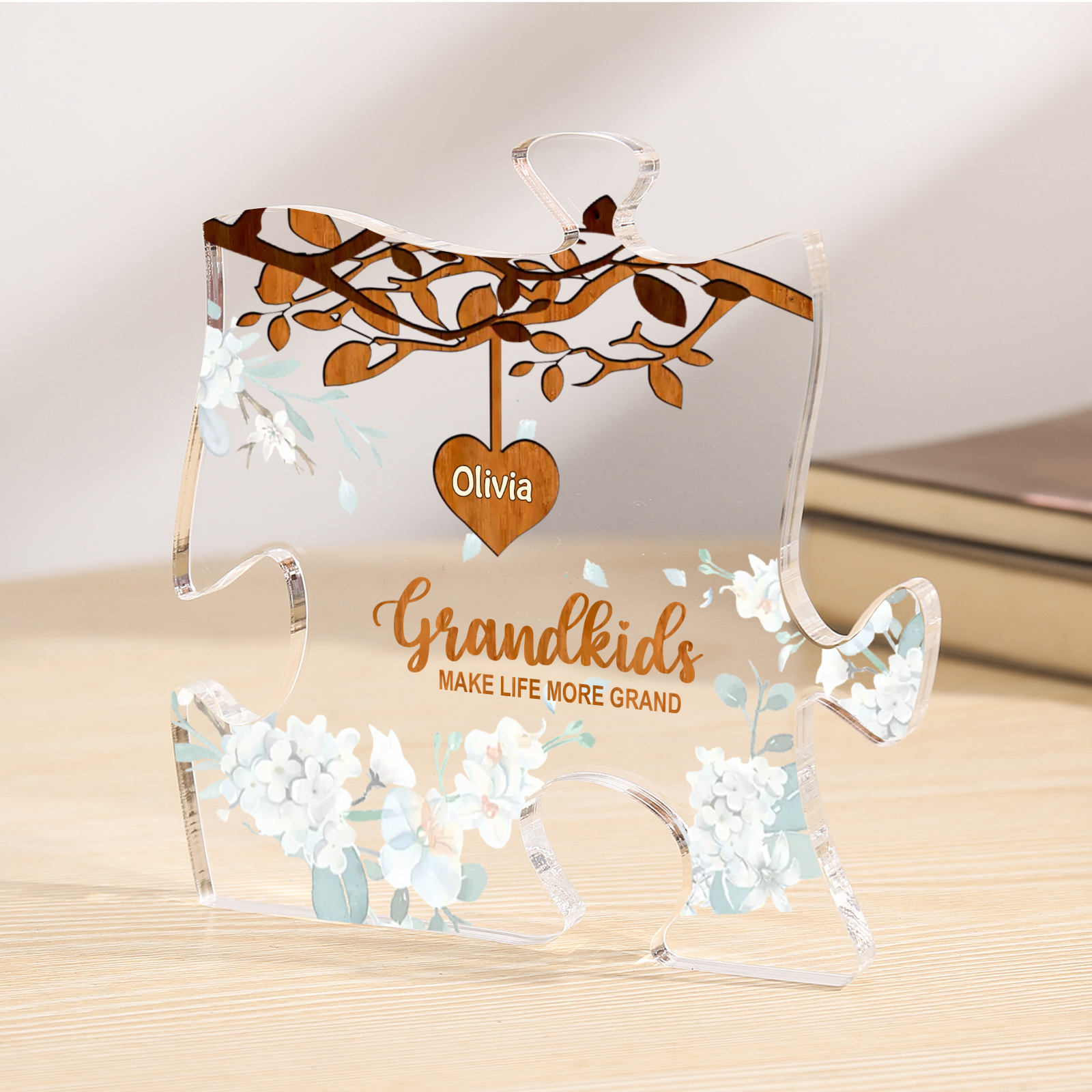 Personalized Puzzle Acrylic Plaque Custom 1-8 Names Grandkids Make Life More Grand Gift for Grandparents | Jessemade