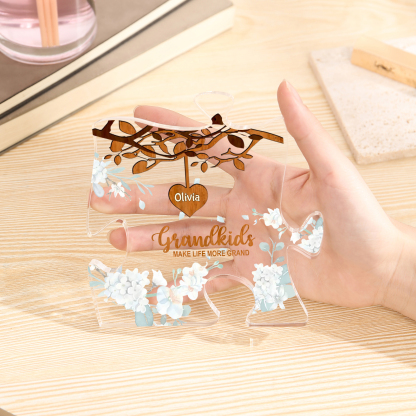 Personalized Puzzle Acrylic Plaque Custom 1-8 Names Grandkids Make Life More Grand Gift for Grandparents | Jessemade