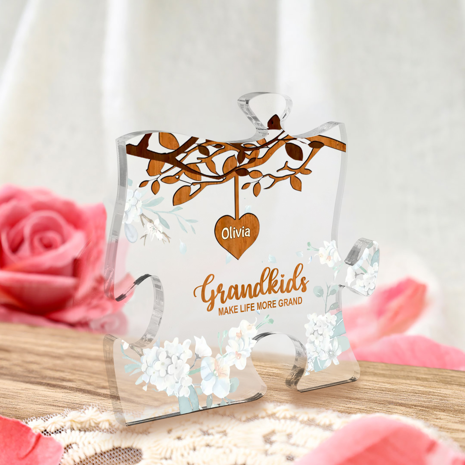 Personalized Puzzle Acrylic Plaque Custom 1-8 Names Grandkids Make Life More Grand Gift for Grandparents | Jessemade