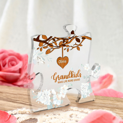 Personalized Puzzle Acrylic Plaque Custom 1-8 Names Grandkids Make Life More Grand Gift for Grandparents | Jessemade