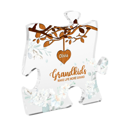 Personalized Puzzle Acrylic Plaque Custom 1-8 Names Grandkids Make Life More Grand Gift for Grandparents | Jessemade
