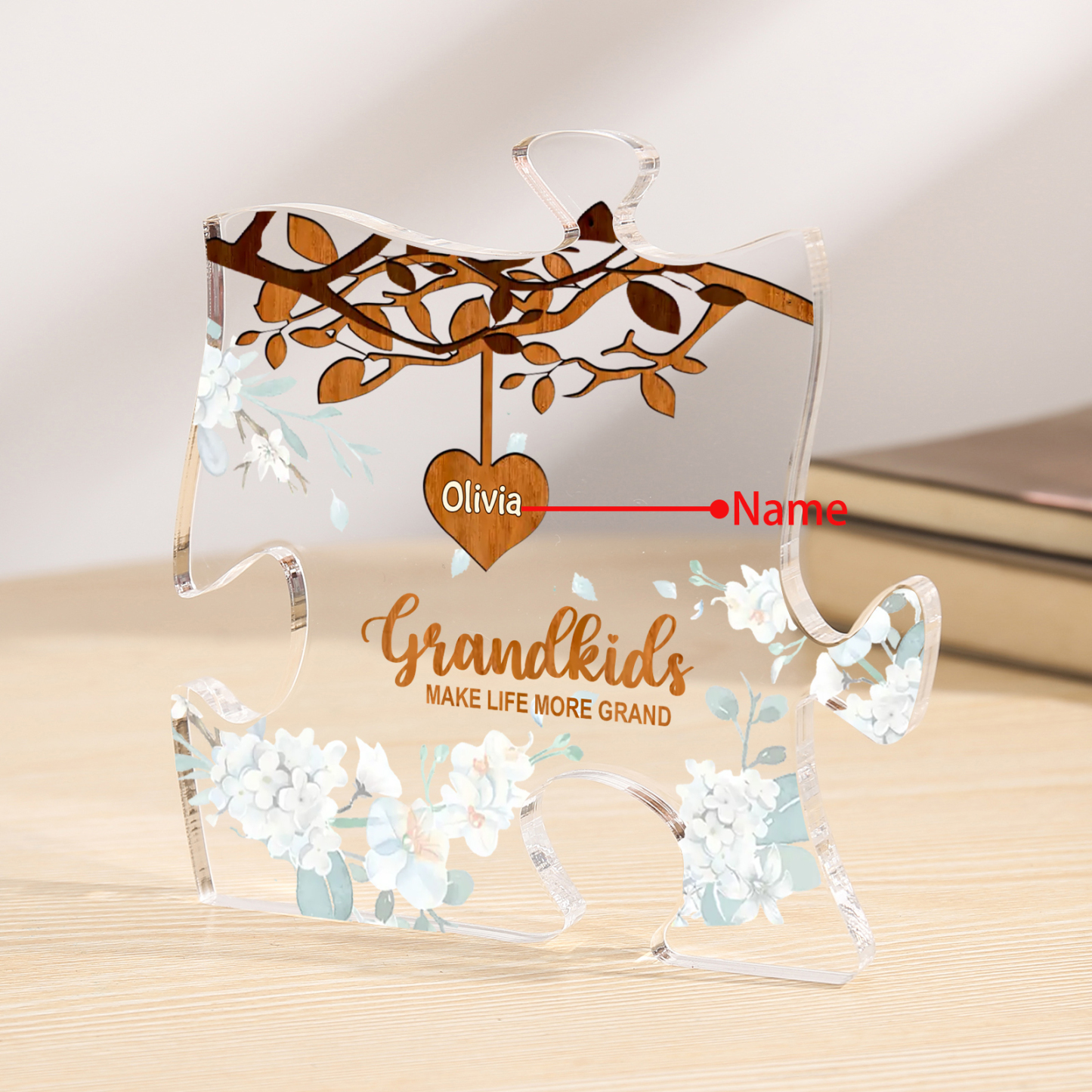 Personalized Puzzle Acrylic Plaque Custom 1-8 Names Grandkids Make Life More Grand Gift for Grandparents | Jessemade