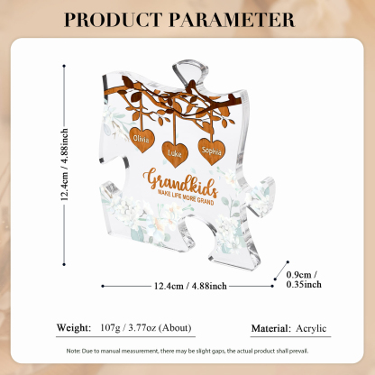 Personalized Puzzle Acrylic Plaque Custom 1-8 Names Grandkids Make Life More Grand Gift for Grandparents | Jessemade