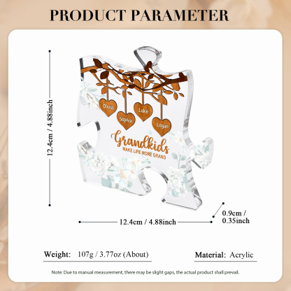 Personalized Puzzle Acrylic Plaque Custom 1-8 Names Grandkids Make Life More Grand Gift for Grandparents | Jessemade