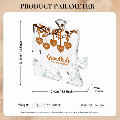 Personalized Puzzle Acrylic Plaque Custom 1-8 Names Grandkids Make Life More Grand Gift for Grandparents | Jessemade