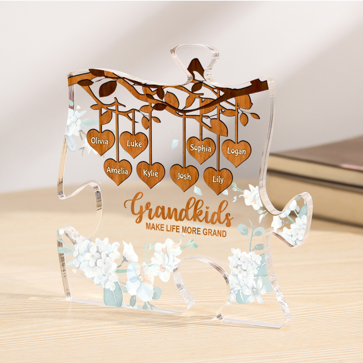 Personalized Puzzle Acrylic Plaque Custom 1-8 Names Grandkids Make Life More Grand Gift for Grandparents | Jessemade