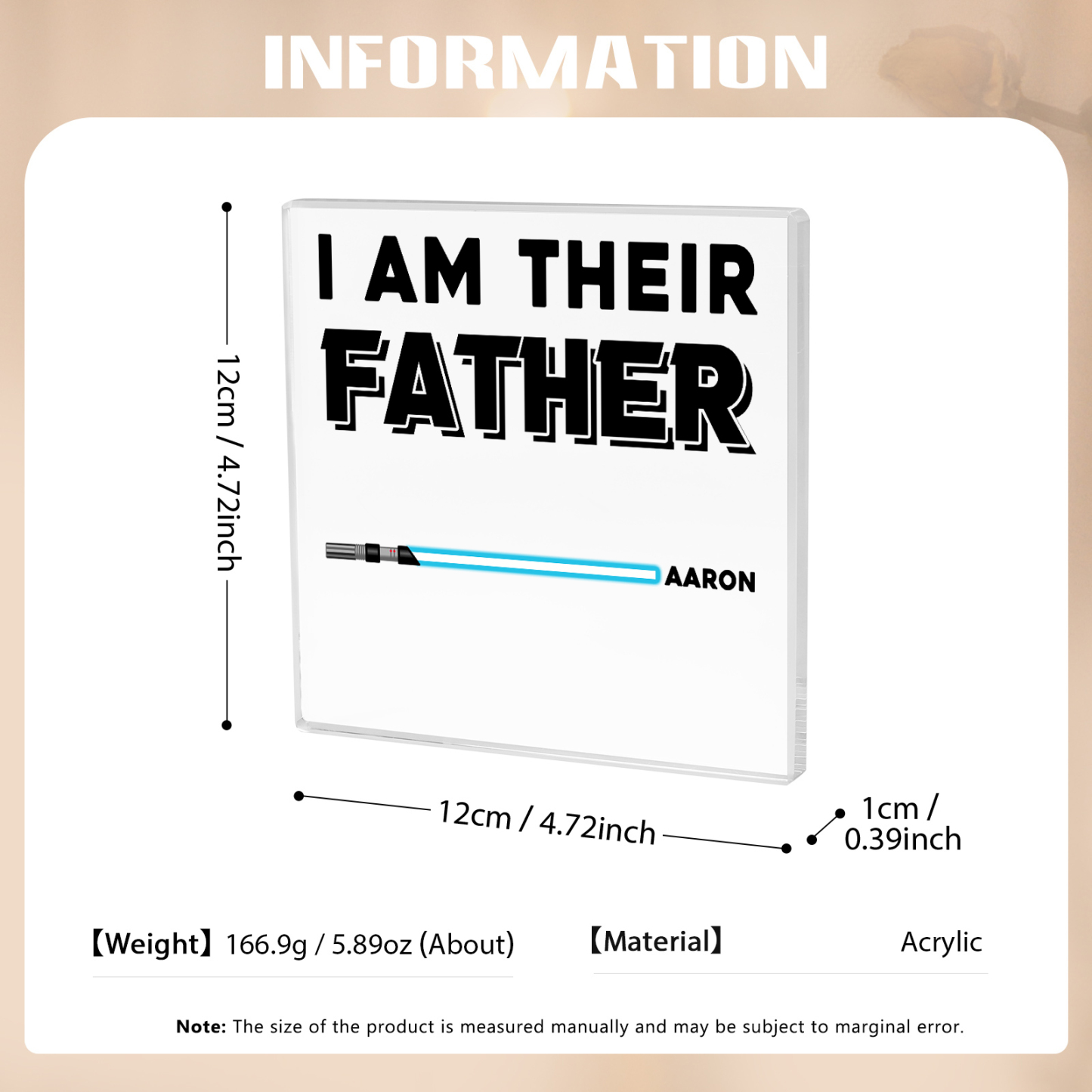 Personalized Acrylic Plaque I Am Their Father Custom Lightsaber Gift for Dad | Jessemade