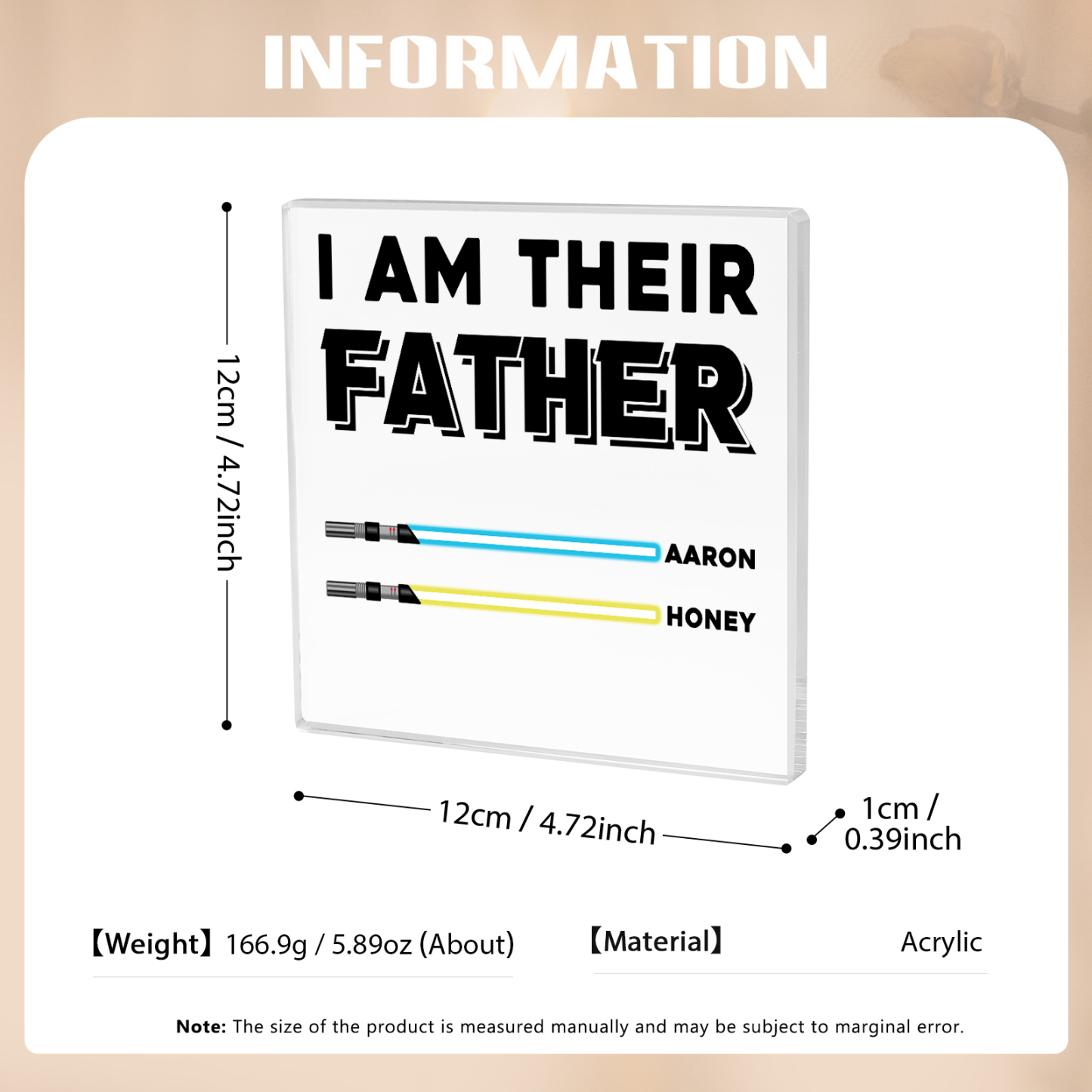 Personalized Acrylic Plaque I Am Their Father Custom Lightsaber Gift for Dad | Jessemade