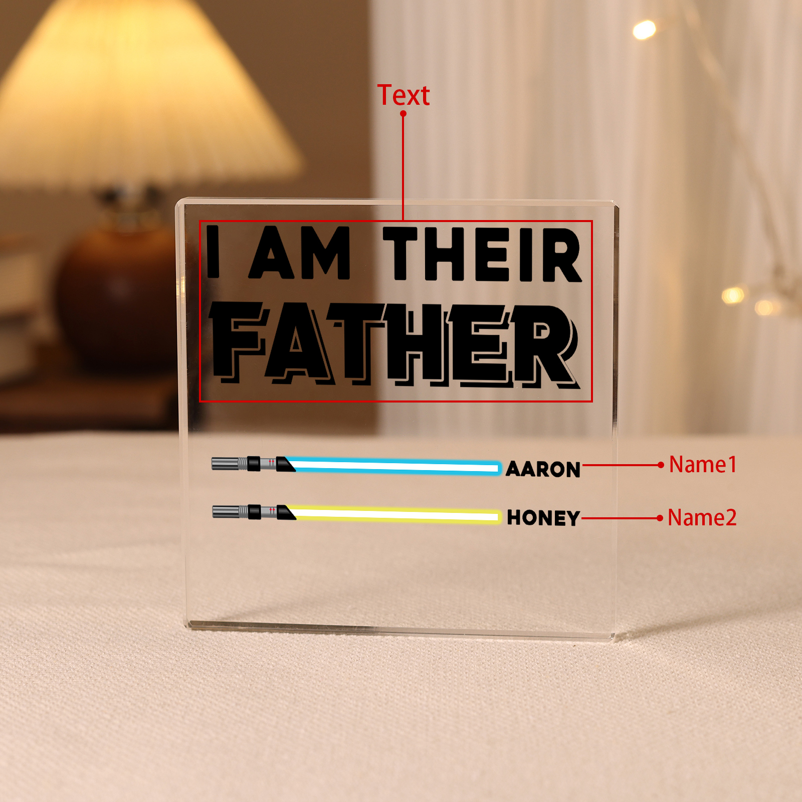 Personalized Acrylic Plaque I Am Their Father Custom Lightsaber Gift for Dad | Jessemade