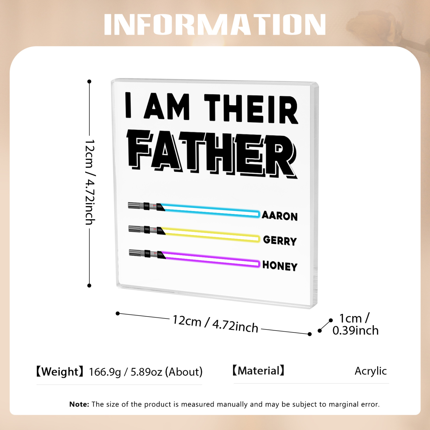 Personalized Acrylic Plaque I Am Their Father Custom Lightsaber Gift for Dad | Jessemade