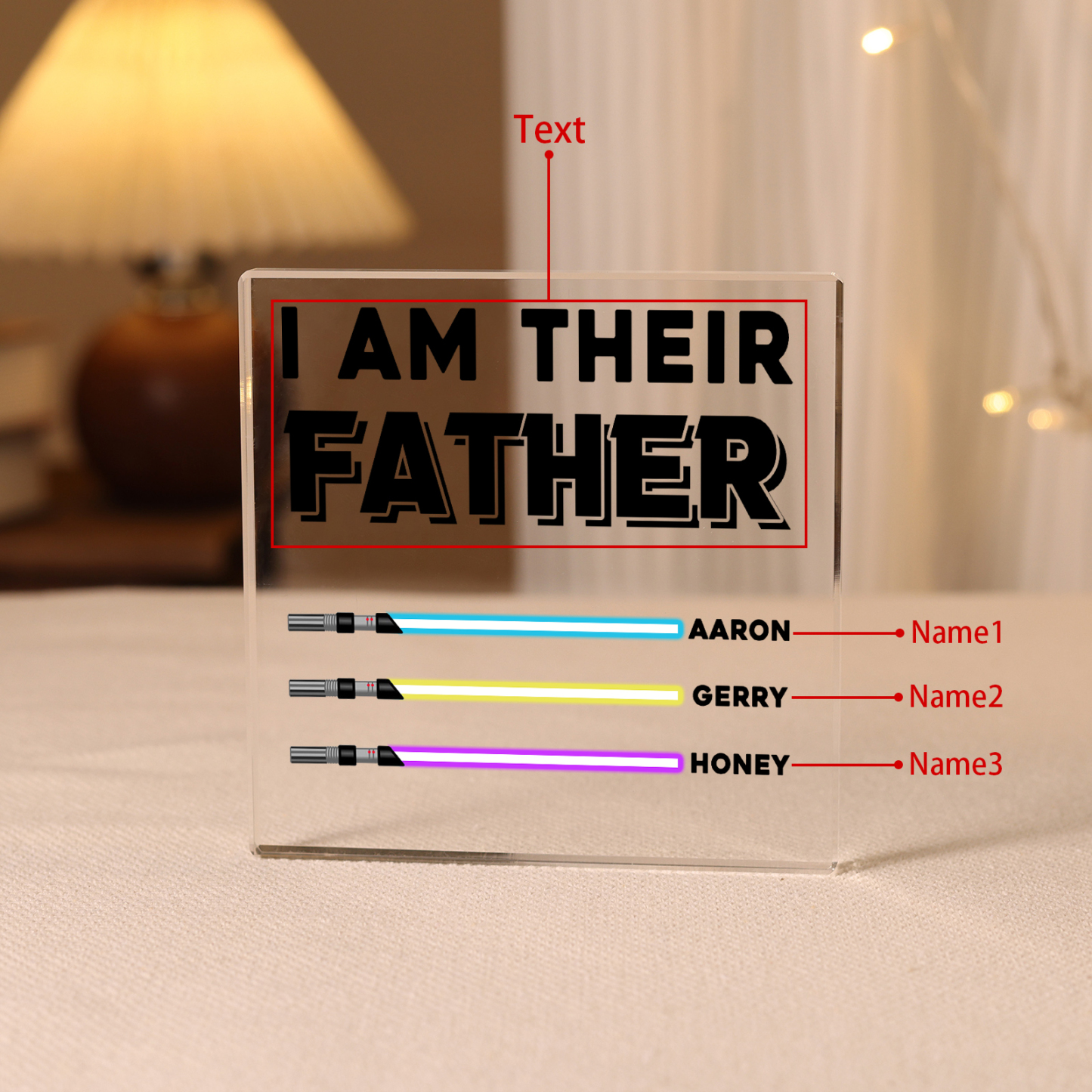 Personalized Acrylic Plaque I Am Their Father Custom Lightsaber Gift for Dad | Jessemade