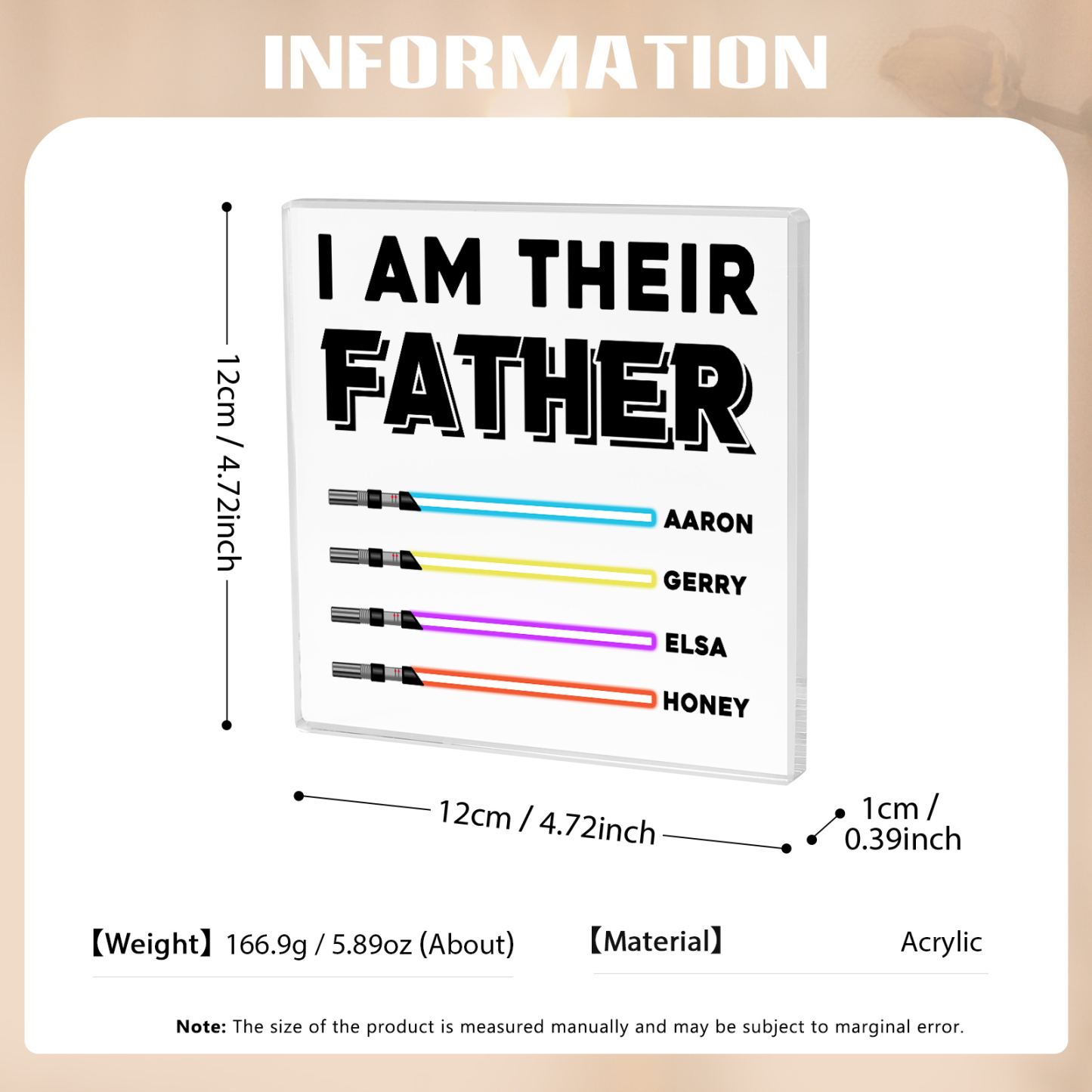 Personalized Acrylic Plaque I Am Their Father Custom Lightsaber Gift for Dad | Jessemade