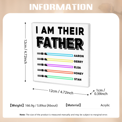 Personalized Acrylic Plaque I Am Their Father Custom Lightsaber Gift for Dad | Jessemade