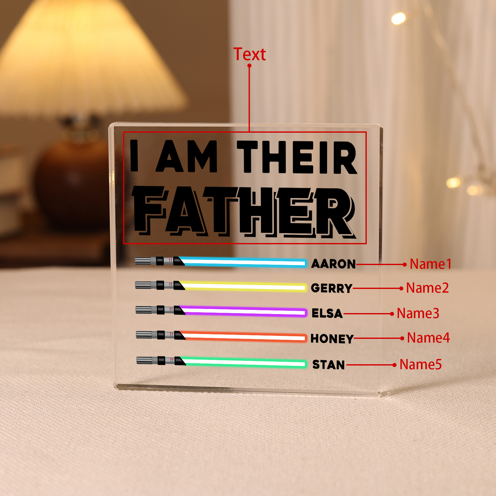 Personalized Acrylic Plaque I Am Their Father Custom Lightsaber Gift for Dad | Jessemade