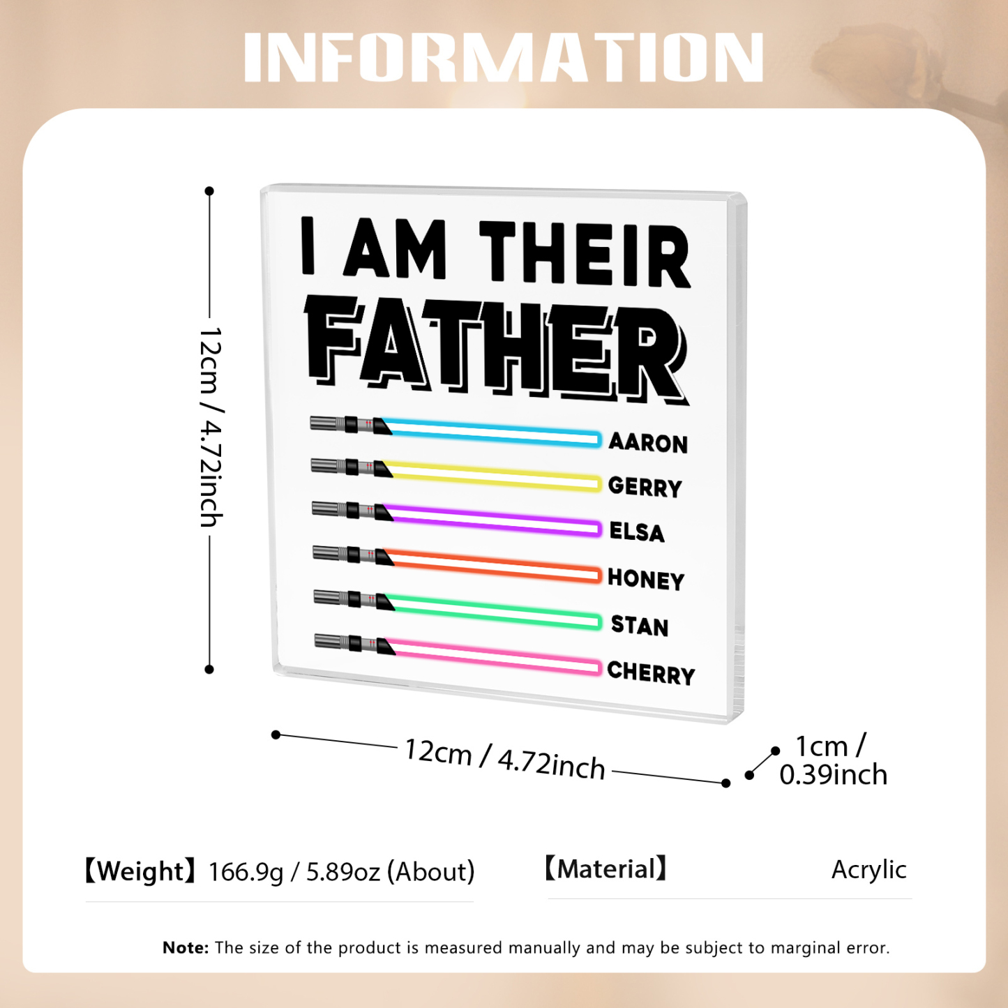 Personalized Acrylic Plaque I Am Their Father Custom Lightsaber Gift for Dad | Jessemade