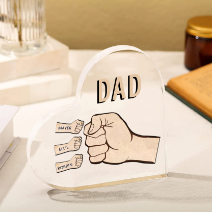 Personalized Heart Shaped Acrylic Plaque Father and Child Fist Custom Gift for Dad | Jessemade