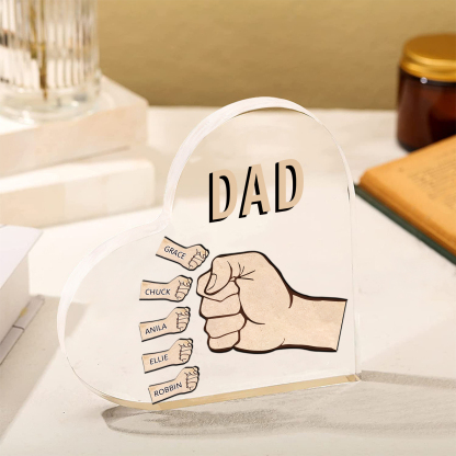 Personalized Heart Shaped Acrylic Plaque Father and Child Fist Custom Gift for Dad | Jessemade