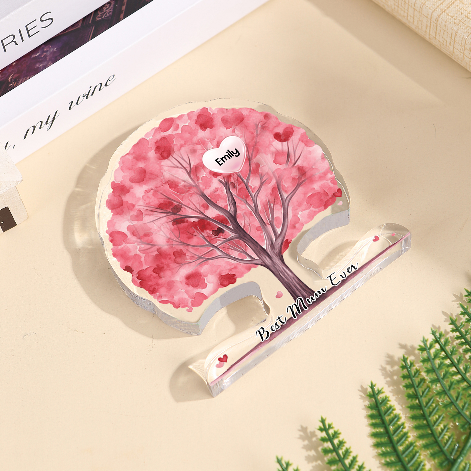 Personalized Tree Shaped Acrylic Plaque Best Mom Ever Custom Family Tree Gift for Mom | Jessemade